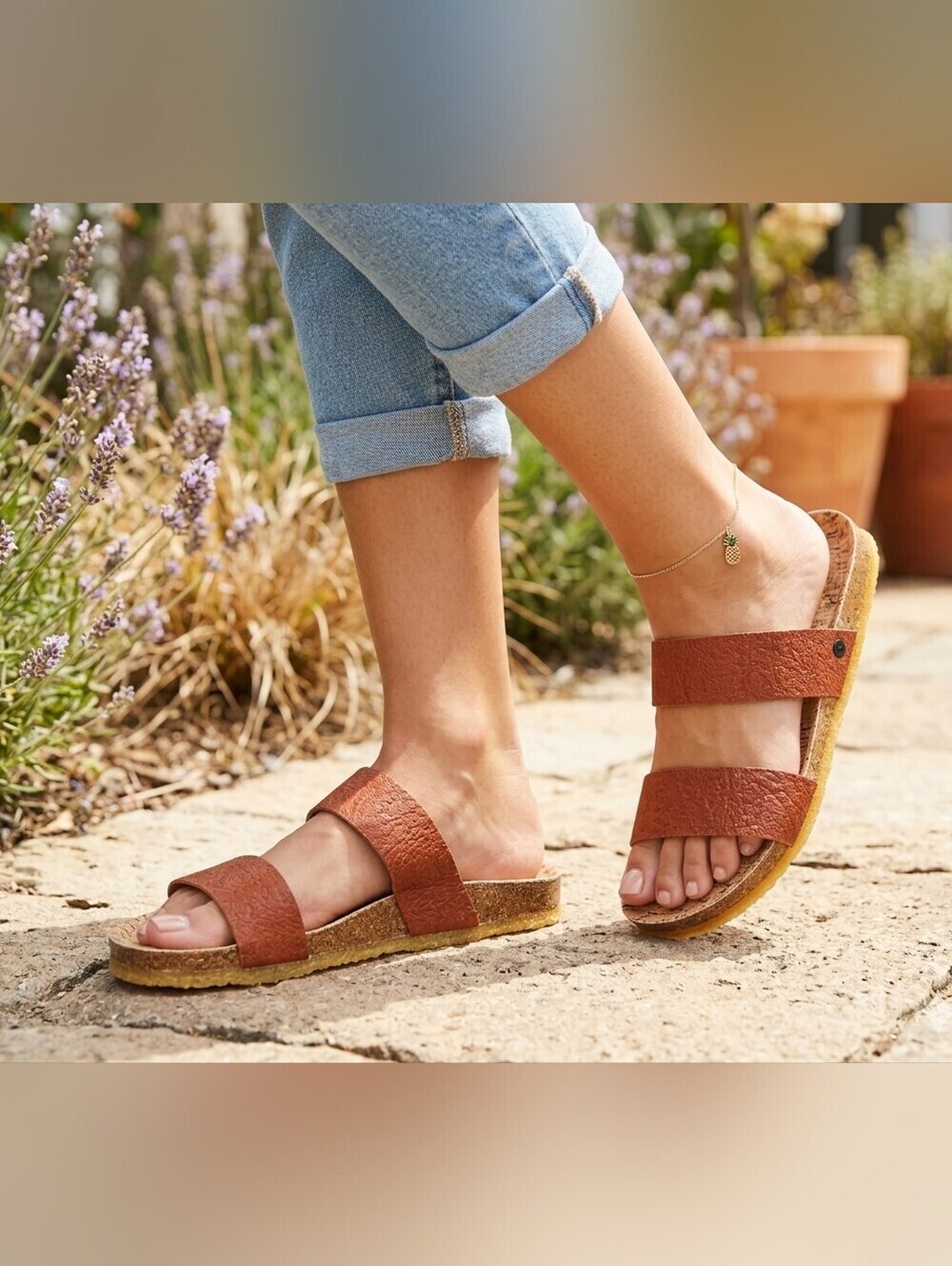 Bearpaw Women's Sandal Vegan Double Band Slip On Slide, Lilo Hazelnut